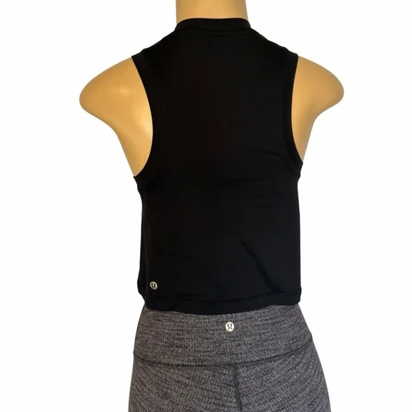 Lululemon Muscle Tank crop side slits black top size 4 - Picture 2 of 6
